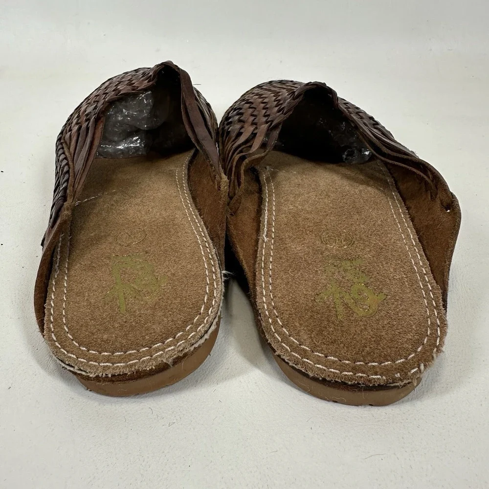 Desi Hangover slide shoes loafers Perforated brown leather men's size 10